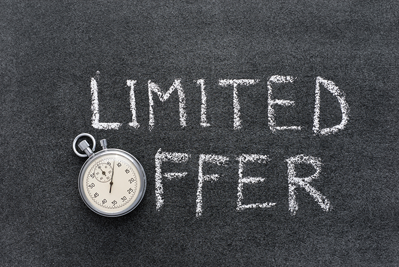 Limited offer written in chalk with timer